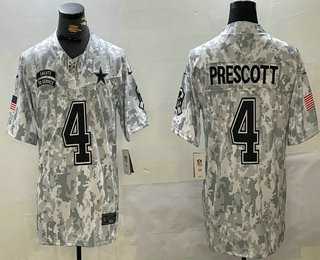 Mens Dallas Cowboys #4 Dak Prescott Arctic Camo 2024 FUSE Salute to Service Limited Stitched Jersey Dzhi